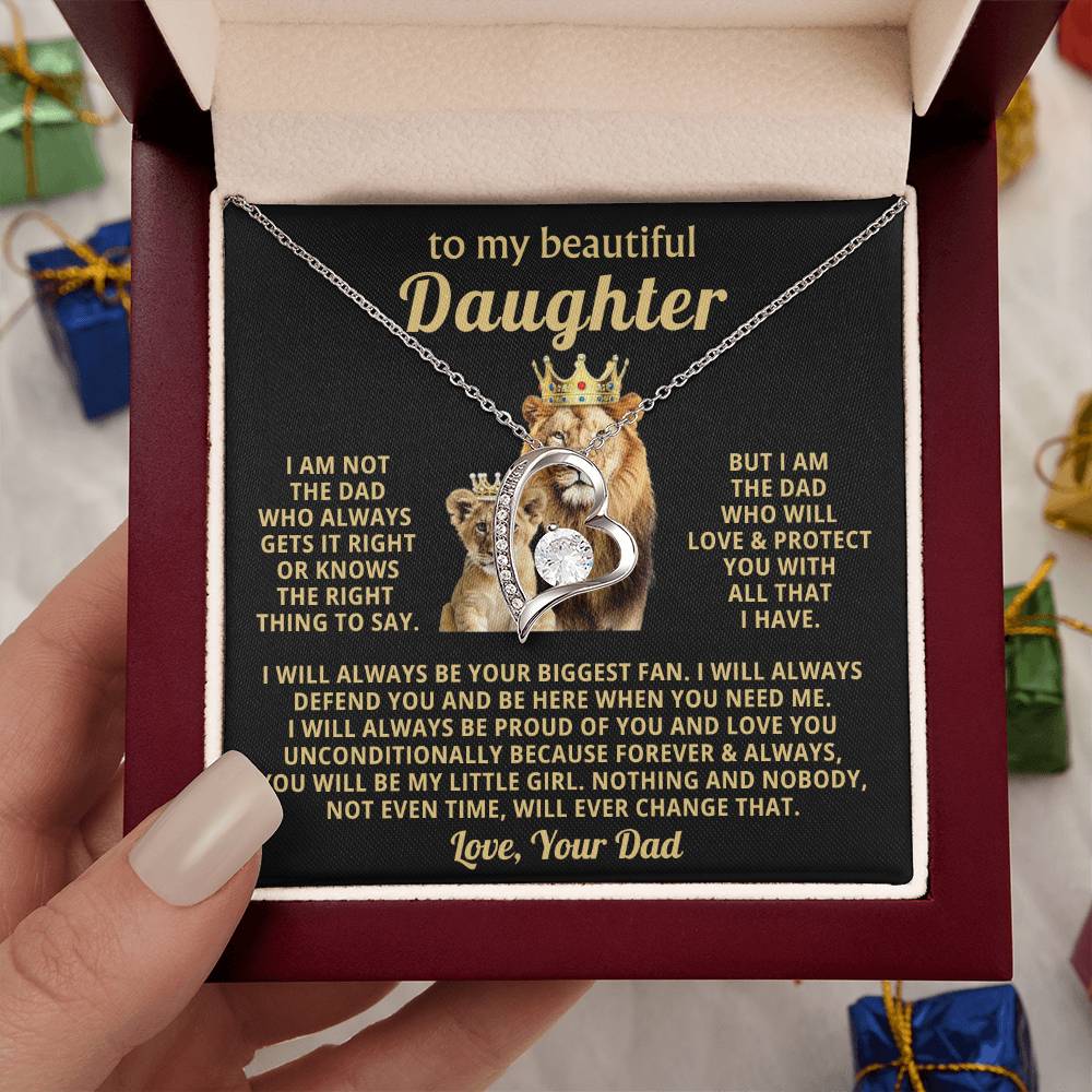 To My Daughter Necklace - Loving Gift for Daughter from Dad for Christmas, Proud Achievements & Special Days - Forever Love Necklace