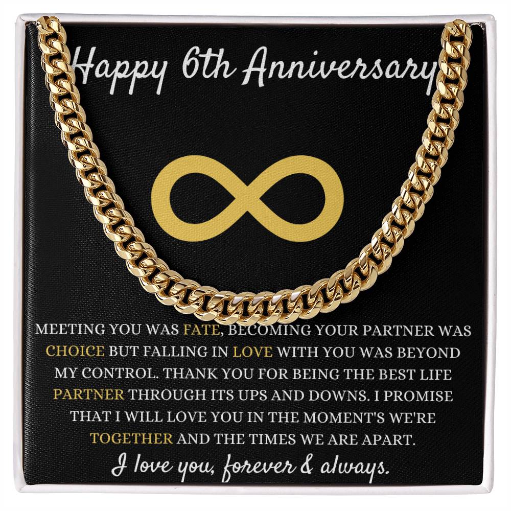 Anniversary Necklace For Him, Elegant Jewelry for Him, Cherished Memories, Special 6th Year Anniversary Present, Happy 6th Anniversary