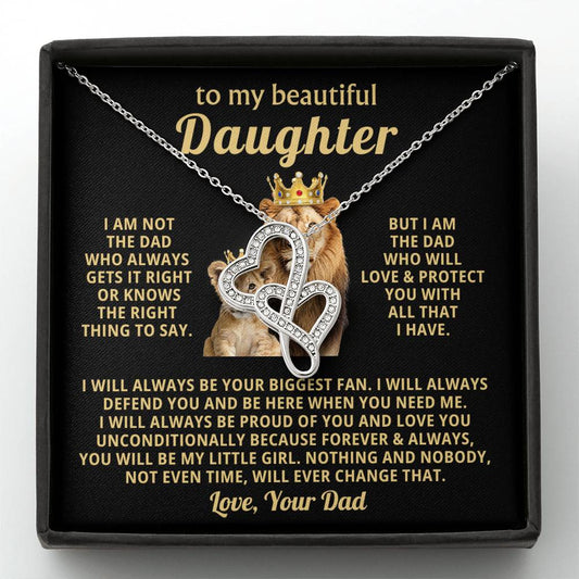To My Daughter Necklace - Everyday Love Jewelry Gift from Dad for Daughter’s Birthday & Just Because - Heart-to-heart Pendant Necklace