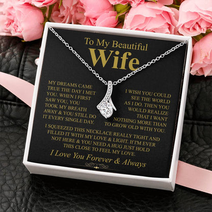 To My Wife Necklace - Sweetest Gift for Wife from Husband for Valentine’s Day, Anniversary & Birthday Joy - Alluring Beauty Necklace