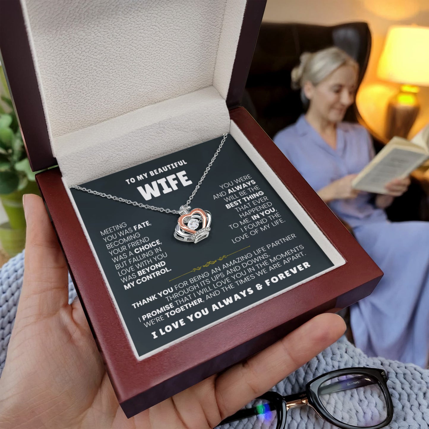 To My Wife Necklace - Meaningful Jewelry Gift from Husband for Valentine’s Day & Anniversary - Crown Pendant Necklace