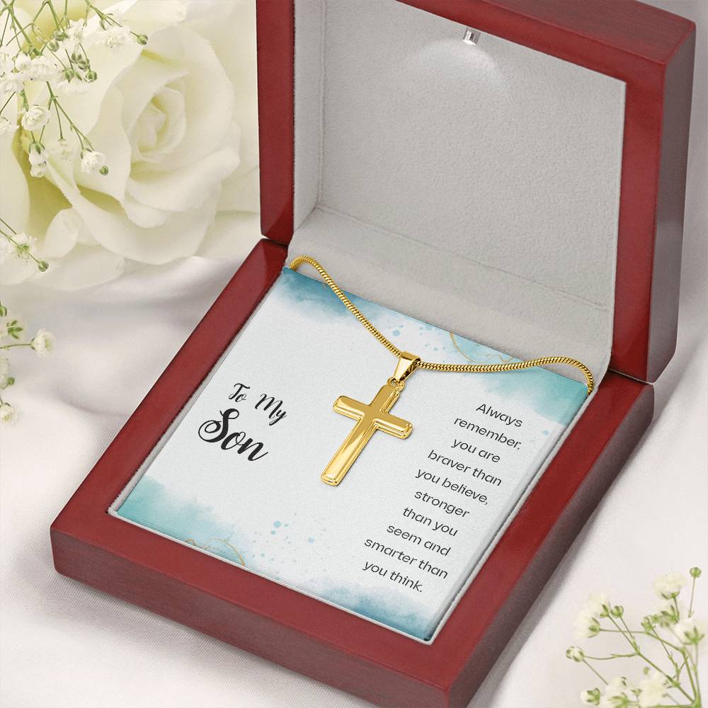 To My Son Necklace - Always Remember - Artisan Cross Necklace