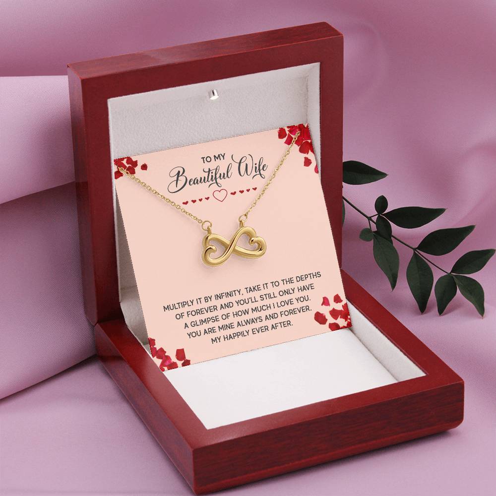 To My Beautiful Wife Necklace - Best Surprise Gift for Wife from Husband for Anniversary, Christmas & Valentine’s Day - Endless Love Necklace
