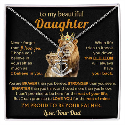 To My Daughter Necklace - Sentimental Birthday Gift from Dad, Meaningful Jewelry for Milestones & Holidays - Anchor Pendant Necklace
