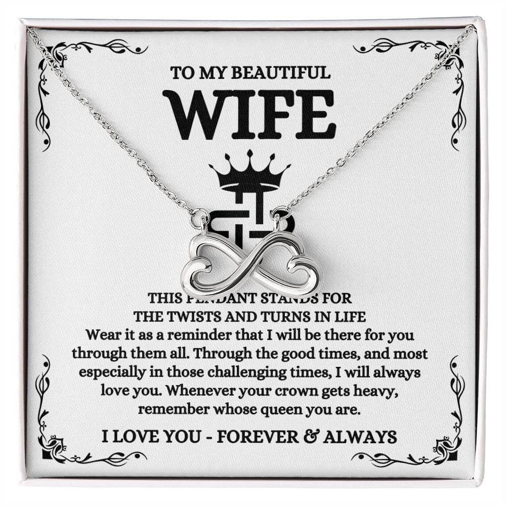 To My Wife Necklace - Romantic Jewelry Gift for Wife from Husband to Celebrate Love on Valentine’s Day & More - Endless Love Necklace