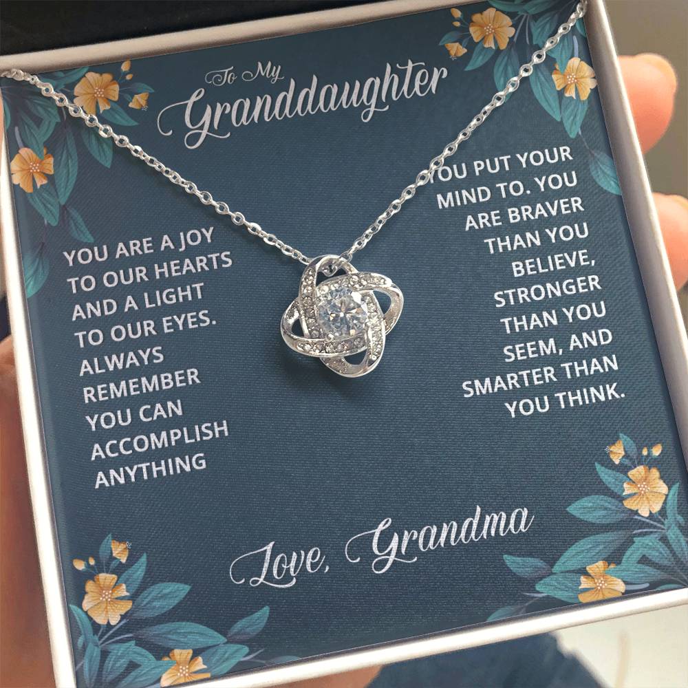 To My Granddaughter Necklace – Popular Valentine, Birthday Gift from Grandma – Love Knot Necklace