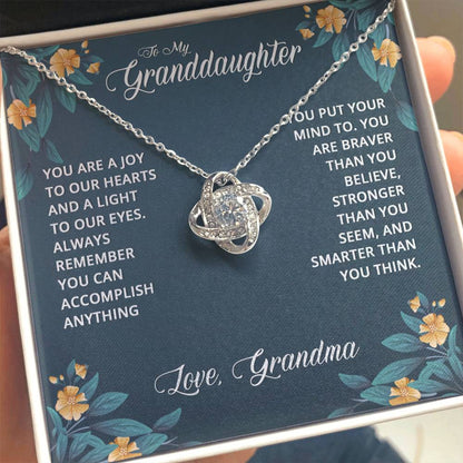 To My Granddaughter Necklace – Popular Valentine, Birthday Gift from Grandma – Love Knot Necklace