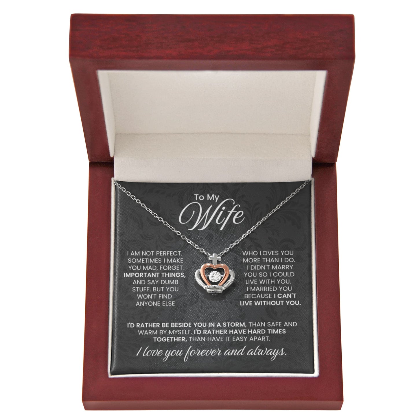 To My Wife Gift from Husband - Romantic Jewelry for Birthday & Anniversary Celebrations - Crown Pendant Necklace