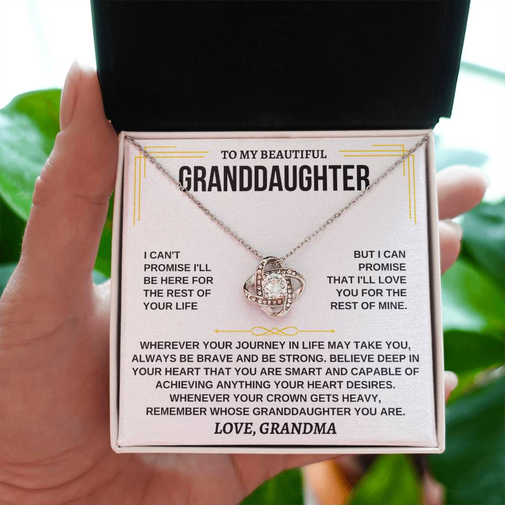 To My Granddaughter Necklace – Jewelry for Granddaughter’s Graduation & Birthday from Grandma – Love Knot Necklace
