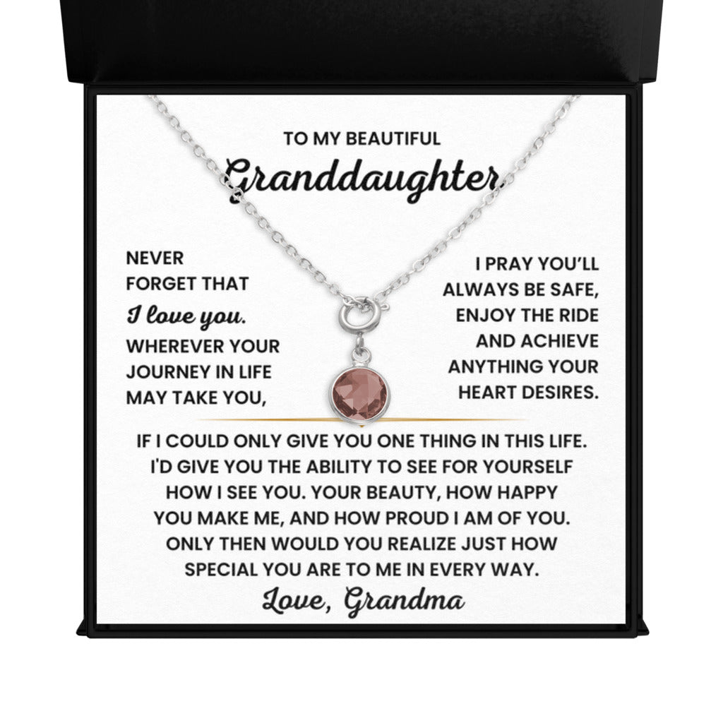Birthstone Necklace for Granddaughter from Grandma - January