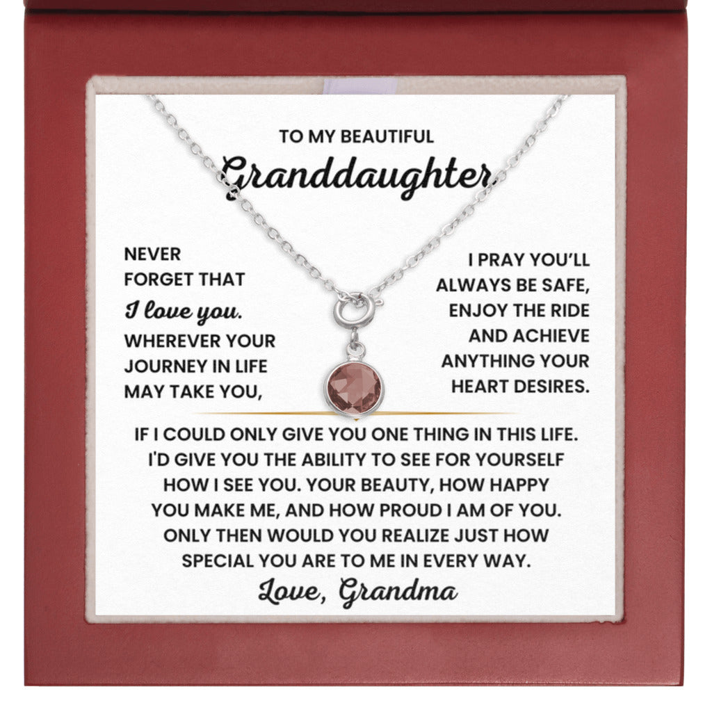 Birthstone Necklace for Granddaughter from Grandma, Gift for Xmas, Birthday, Graduation or Just Because