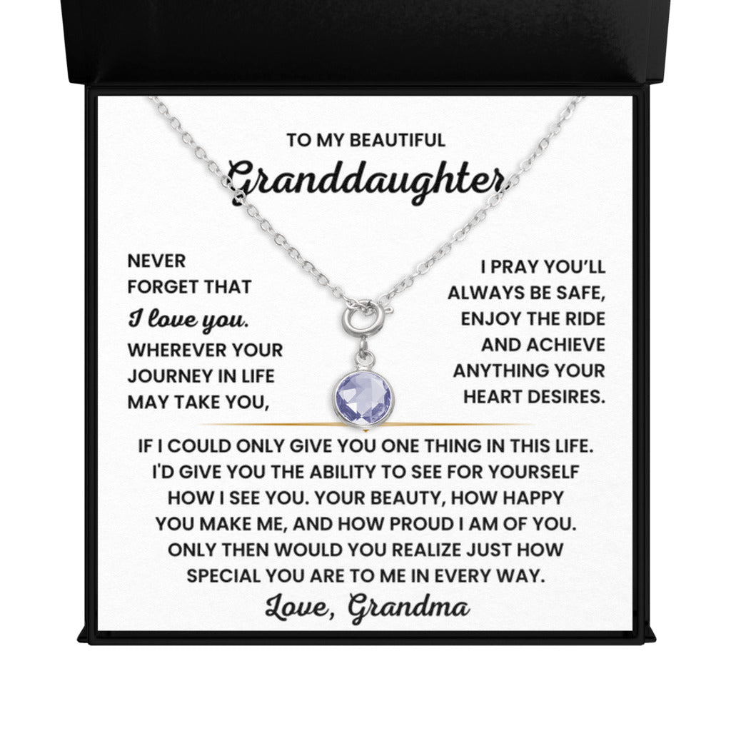 Birthstone Necklace for Granddaughter from Grandma - February