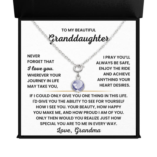 Birthstone Necklace for Granddaughter from Grandma - January