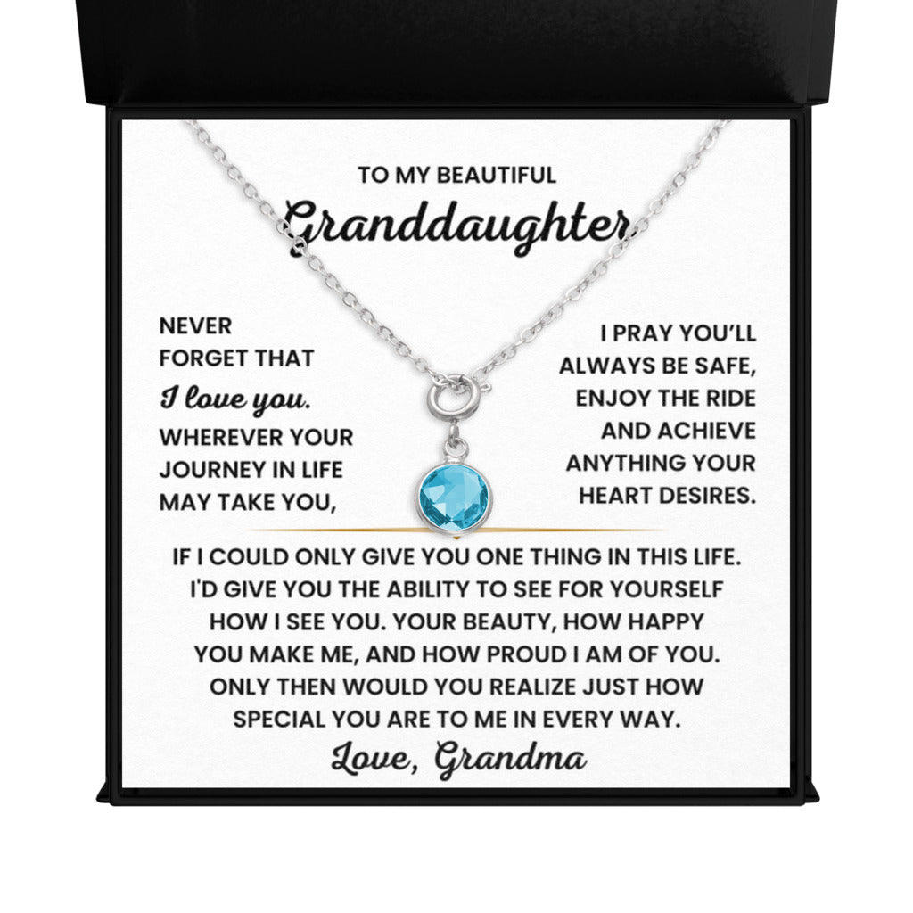 Birthstone Necklace for Granddaughter from Grandma - March