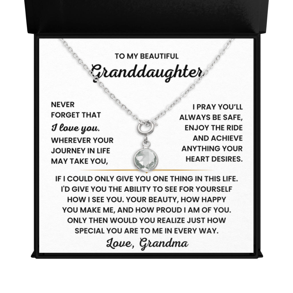 Birthstone Necklace for Granddaughter from Grandma - April
