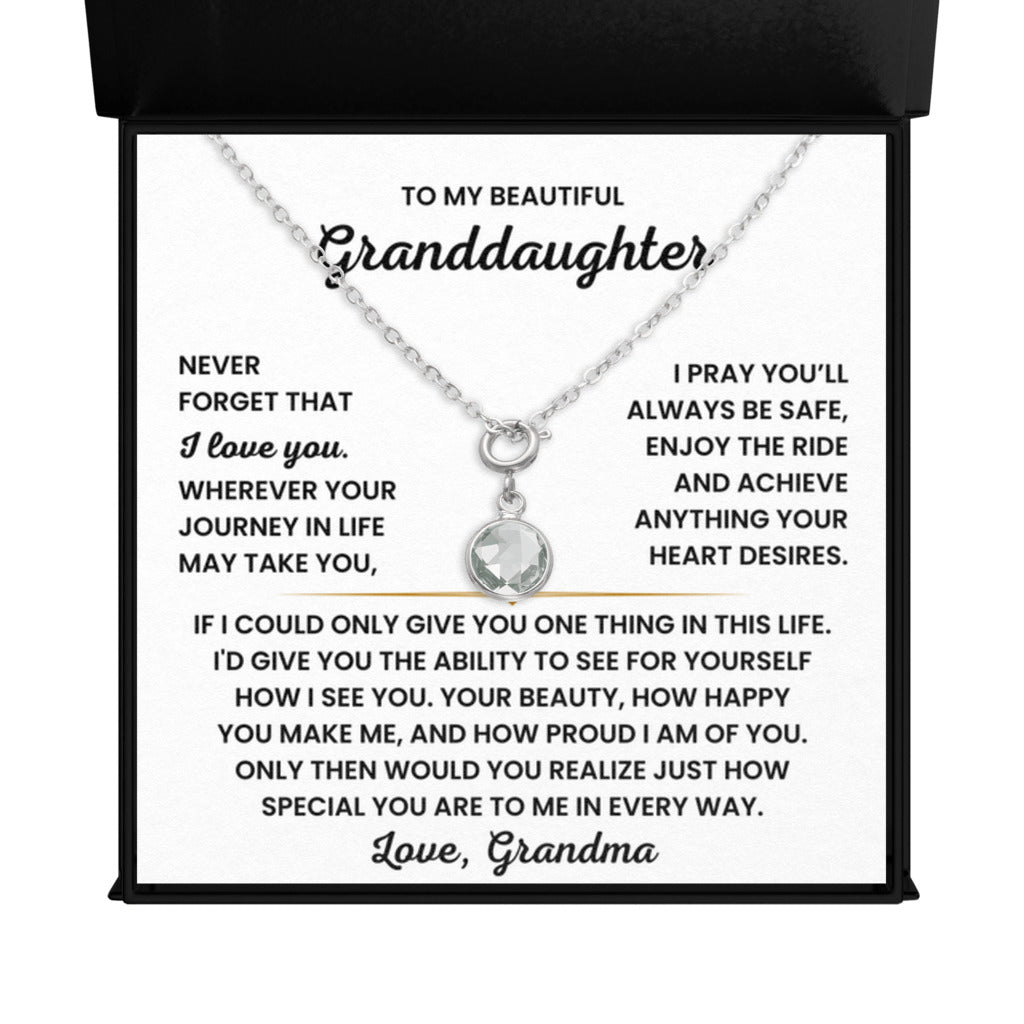 Birthstone Necklace for Granddaughter from Grandma, Gift for Xmas, Birthday, Graduation or Just Because