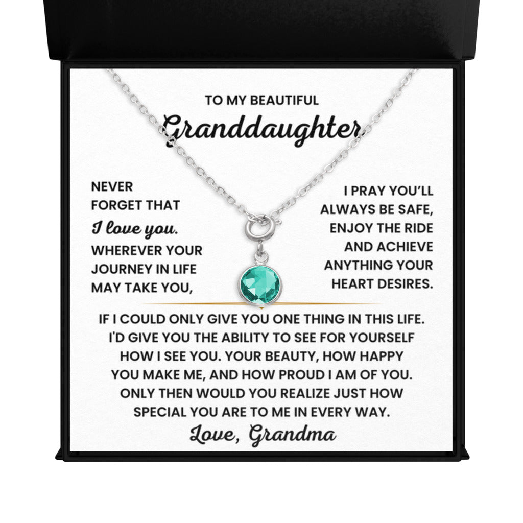 Birthstone Necklace for Granddaughter from Grandma - May