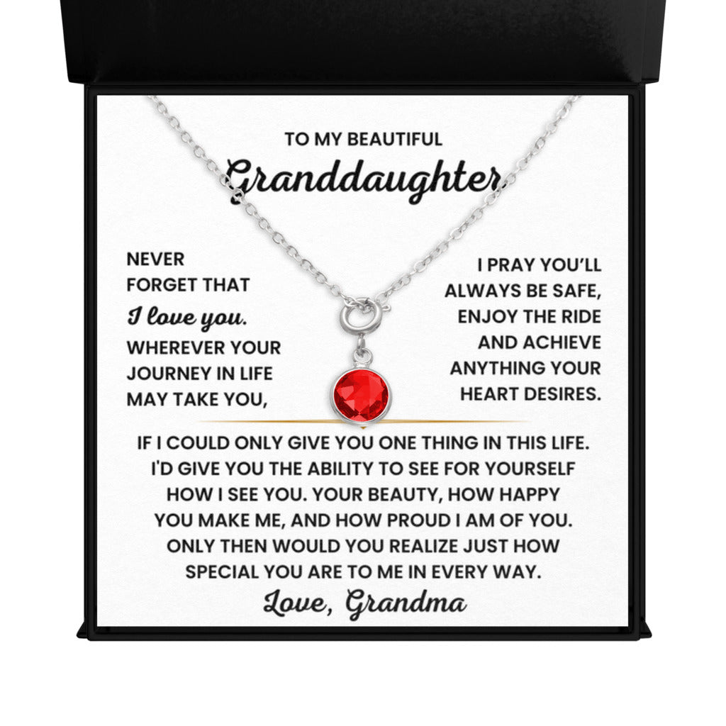 Birthstone Necklace for Granddaughter from Grandma - July