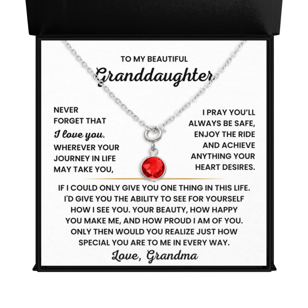 Birthstone Necklace for Granddaughter from Grandma, Gift for Xmas, Birthday, Graduation or Just Because