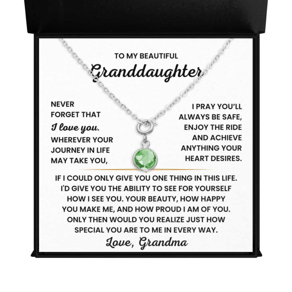 Birthstone Necklace for Granddaughter from Grandma - August