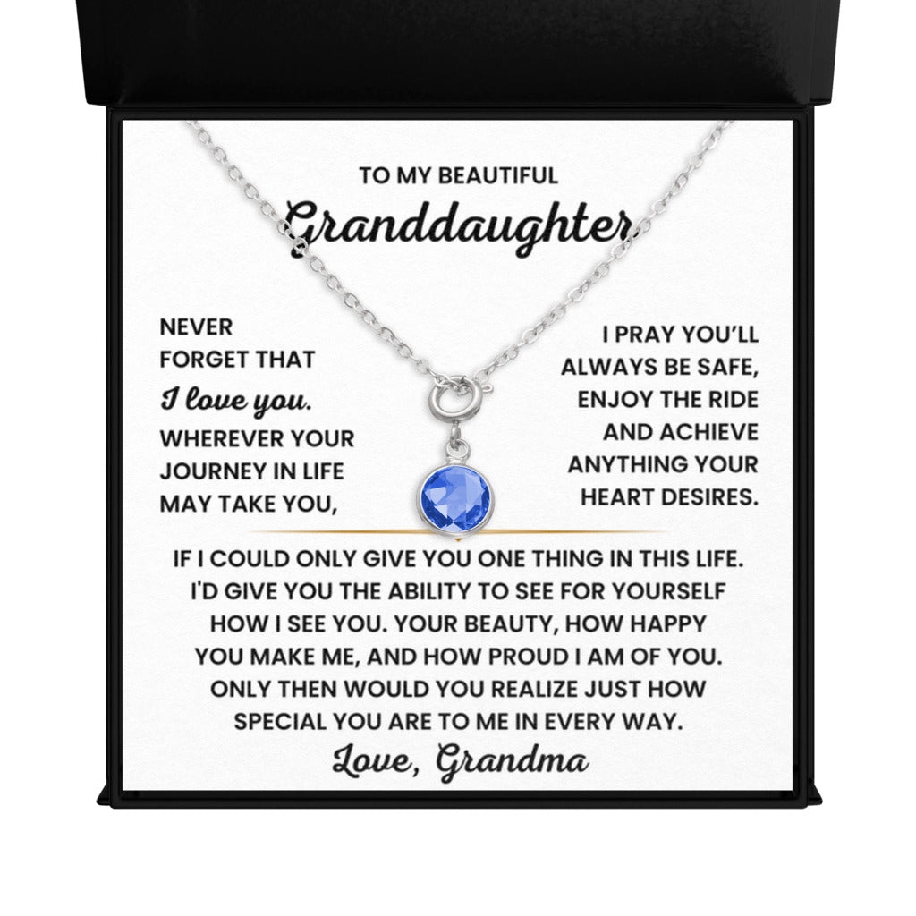 Birthstone Necklace for Granddaughter from Grandma - September