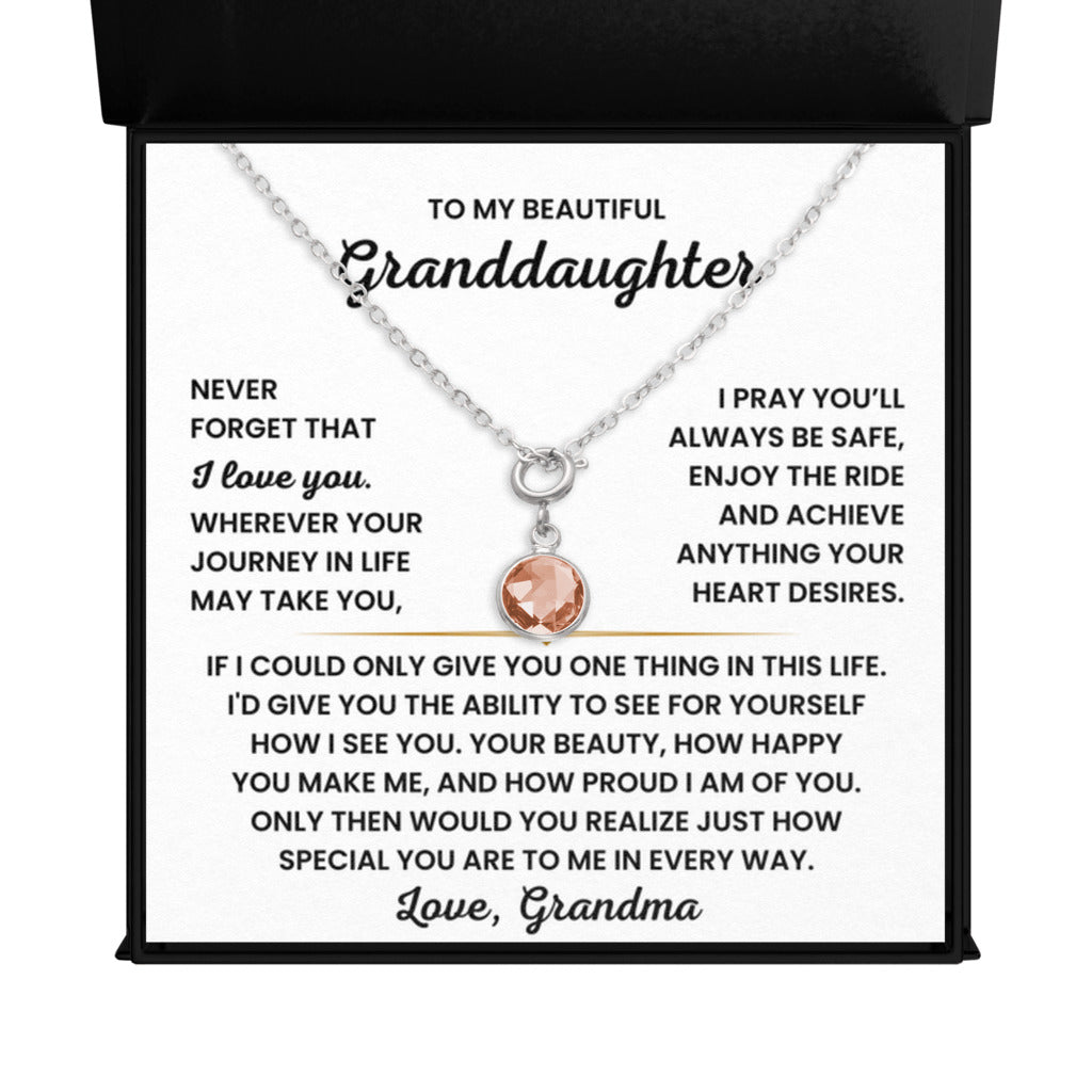 Birthstone Necklace for Granddaughter from Grandma - October