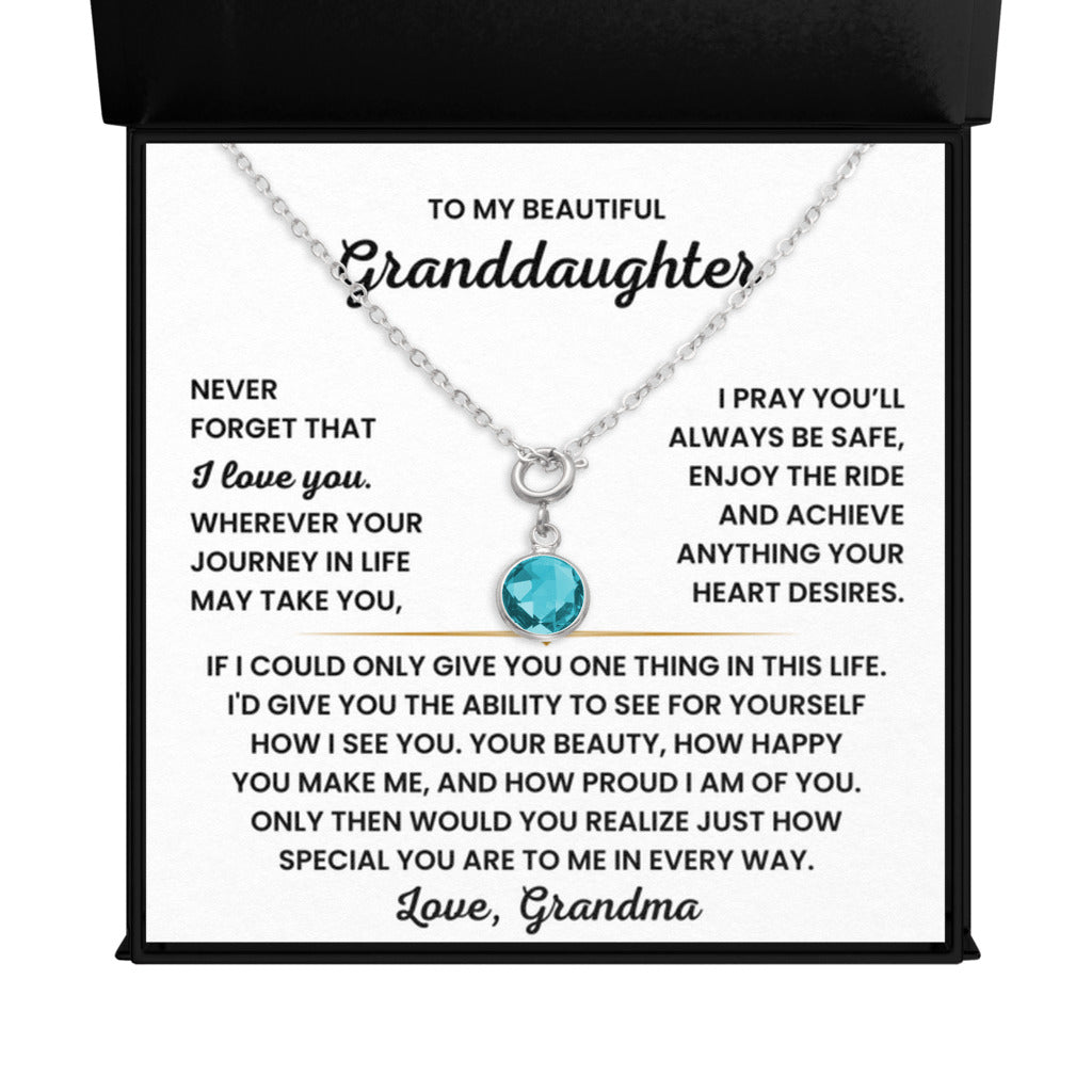 Birthstone Necklace for Granddaughter from Grandma - December