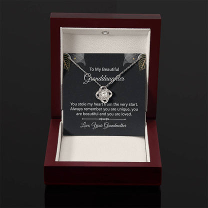 To My Granddaughter Necklace – Gift from Grandmother for Any Special Occasion – Love Knot Necklace