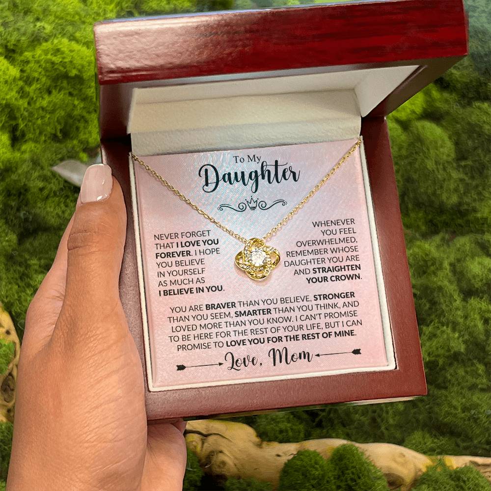 Gift for Daughter from Mom - You are braver than you believe - Love Knot Necklace