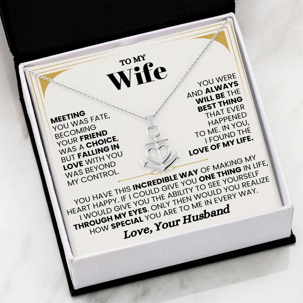 To My Wife Gift from Husband - Romantic Jewelry for Birthday & Anniversary Celebrations - Anchor Pendant Necklace