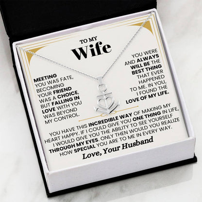 To My Wife Gift from Husband - Romantic Jewelry for Birthday & Anniversary Celebrations - Anchor Pendant Necklace