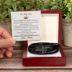 Meaningful Bracelet for Son, Leather Jewelry Gift with Heartfelt Message, To My Son