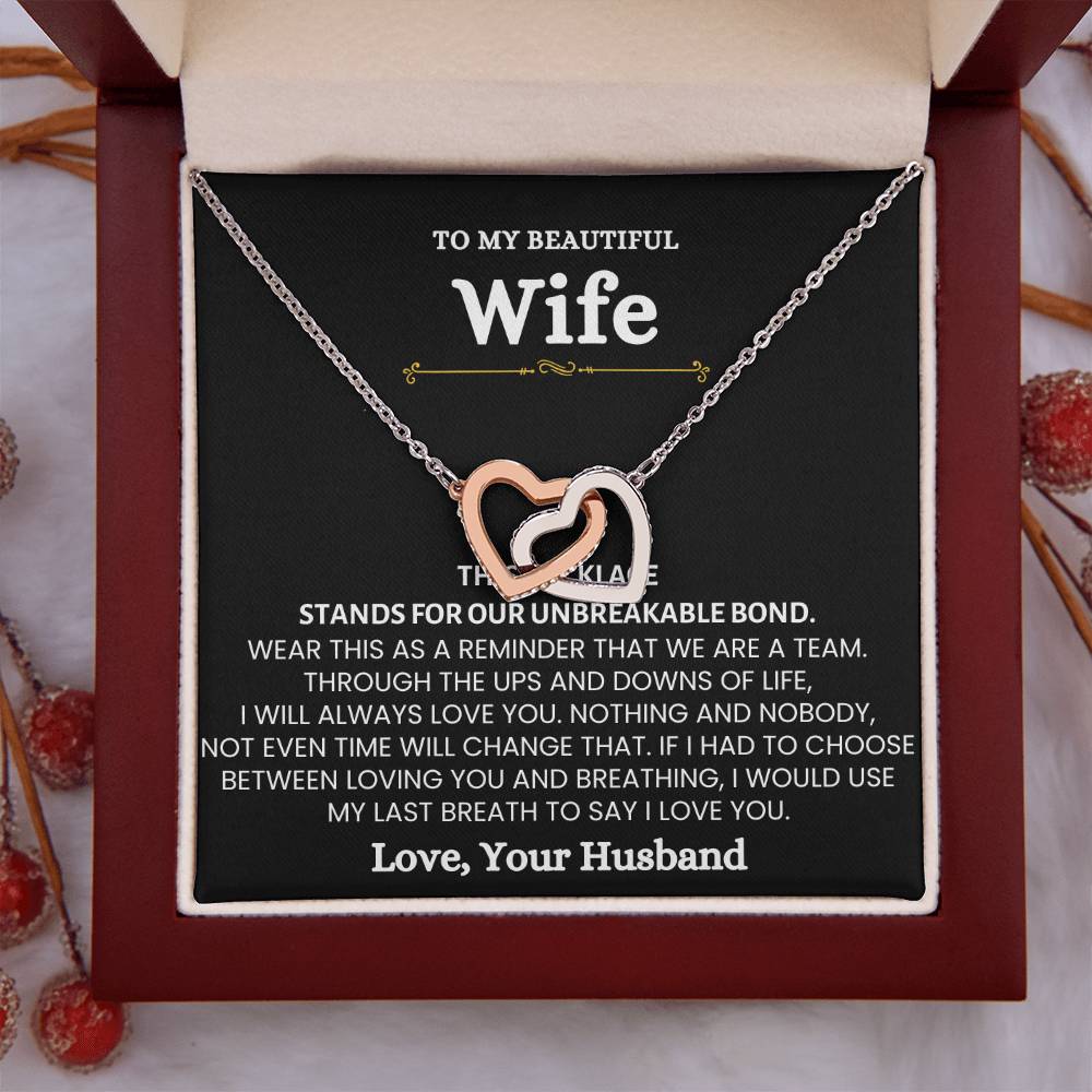 To My Wife Necklace - Romantic Gift for Special Moments & Valentine’s Day - Interlocking Hearts Necklace
