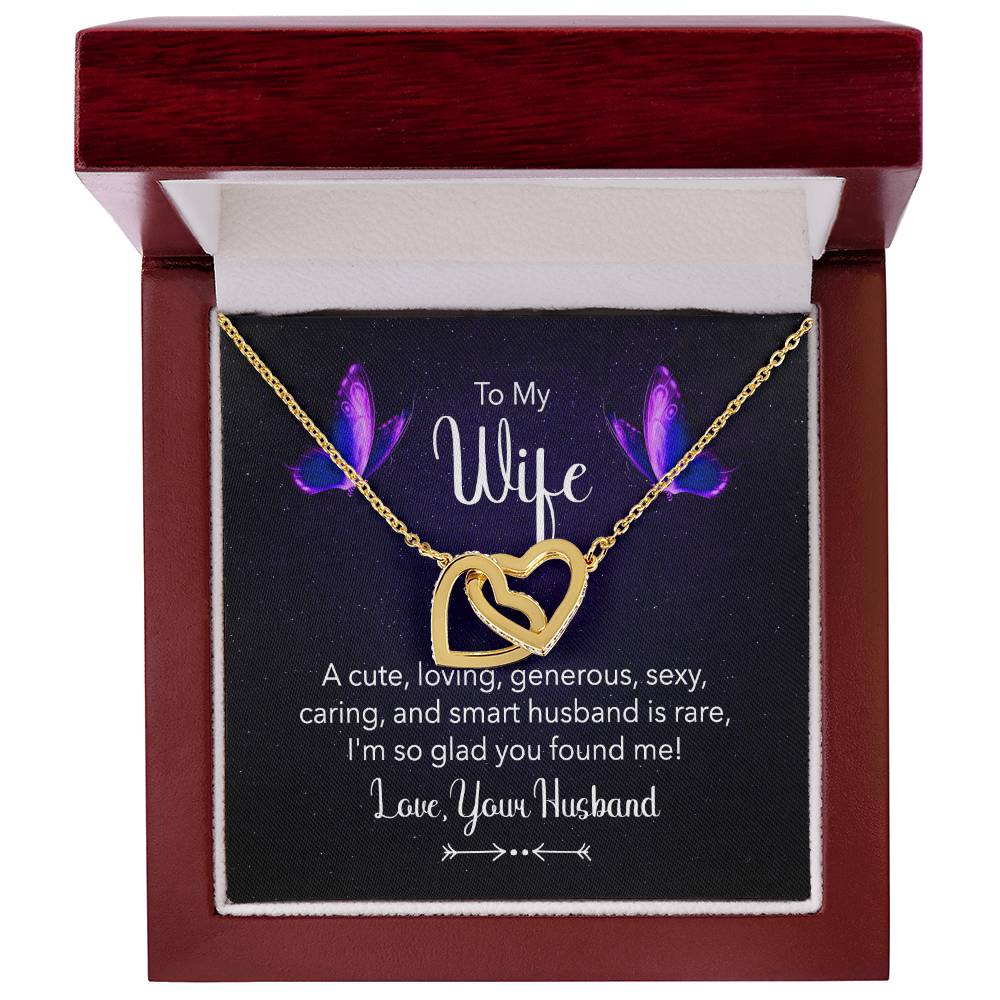 To My Wife Necklace - Romantic Anniversary & Valentine’s Day Jewelry Gift from Husband to Wife - Interlocking Hearts Necklace