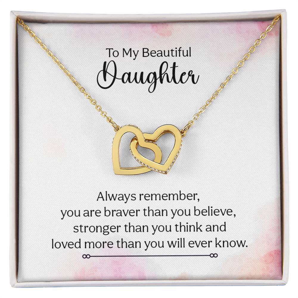 To My Daughter Necklace – Birthday Christmas Gift Necklace for Daughter – Interlocking Hearts Necklace