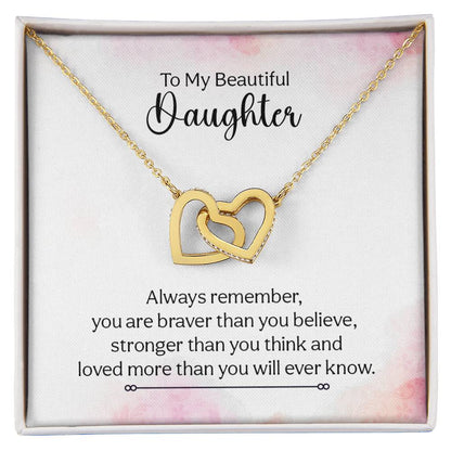 To My Daughter Necklace – Birthday Christmas Gift Necklace for Daughter – Interlocking Hearts Necklace