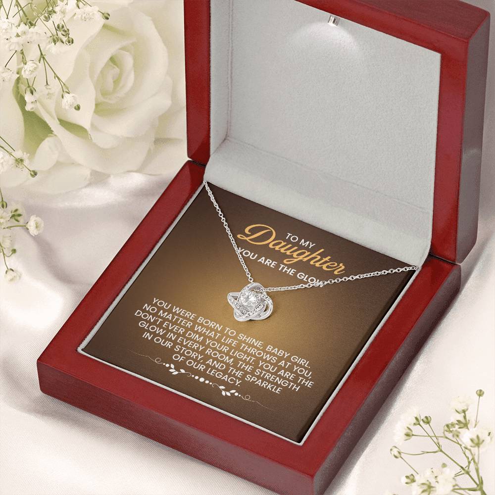 To My Daughter Necklace – Daughter Gift for Valentine’s and Graduation – Love Knot Necklace