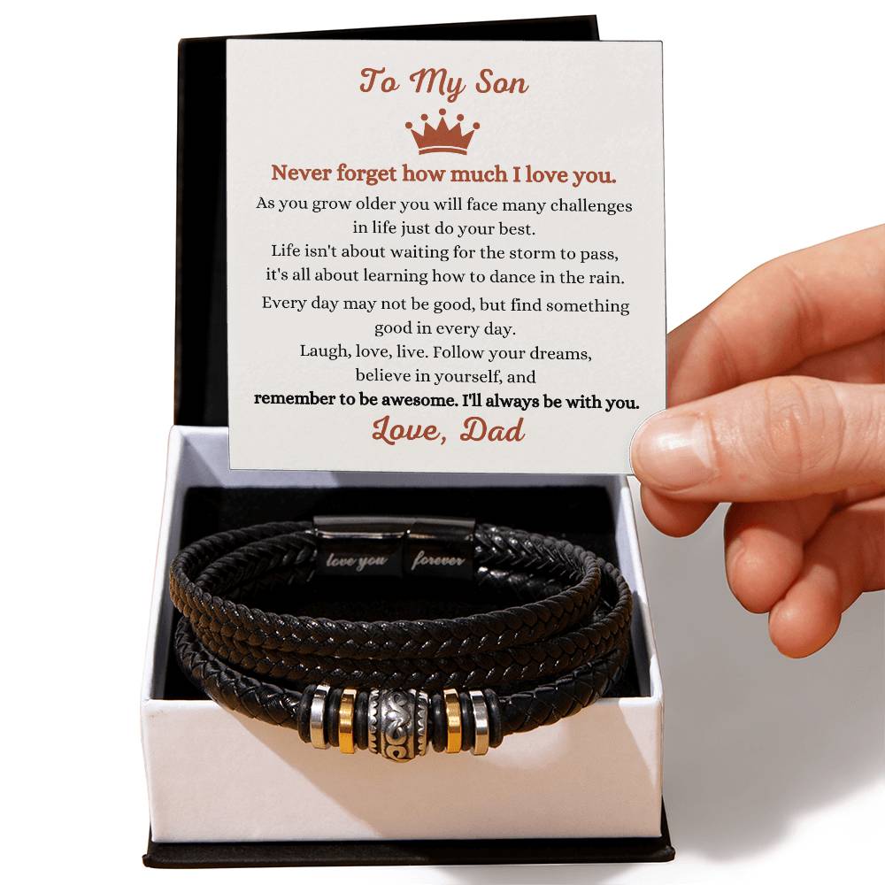 To My Son – Graduation, Birthday, Holiday Gift from Dad – Love You Forever Bracelet