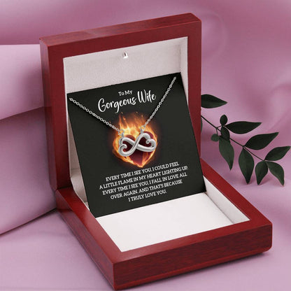 To My Gorgeous Wife Necklace - Touching Romantic Gift for Wife from Husband for Christmas, Anniversary & Valentine’s Day - Endless Love Necklace