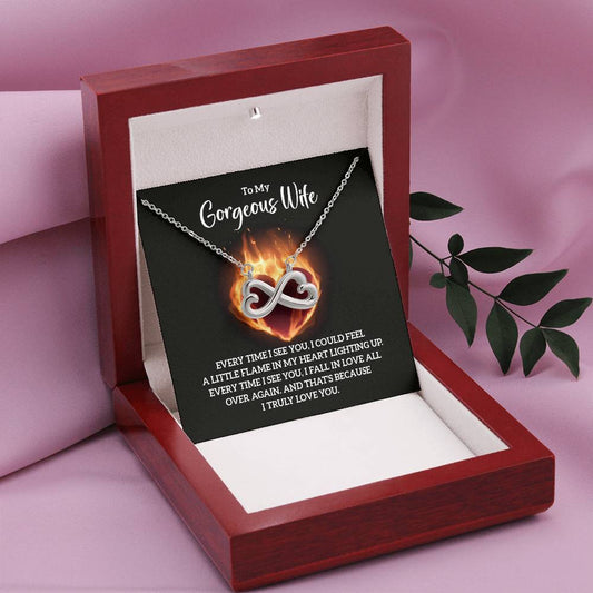 To My Gorgeous Wife Necklace - Touching Romantic Gift for Wife from Husband for Christmas, Anniversary & Valentine’s Day - Endless Love Necklace