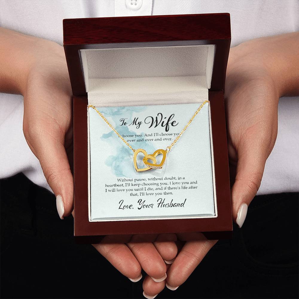 To My Wife - I choose you - Interlocking Hearts Necklace From Husband