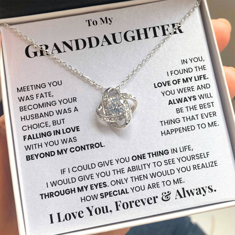 To My Granddaughter Necklace – Graduation Birthday Surprise Gift for Granddaughter – Love Knot Necklace