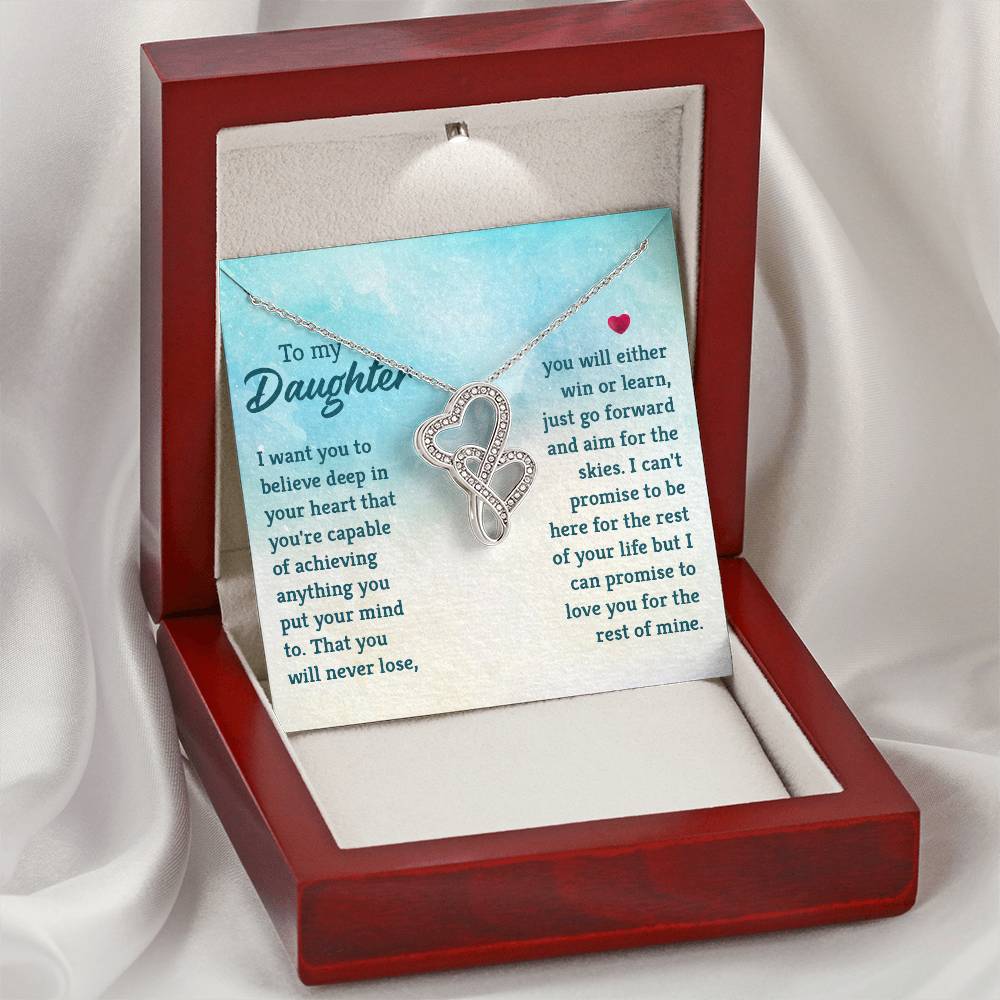 To My Daughter Necklace – Daughter Gift for Valentine’s and Graduation – Heart-to-heart Pendant Necklace