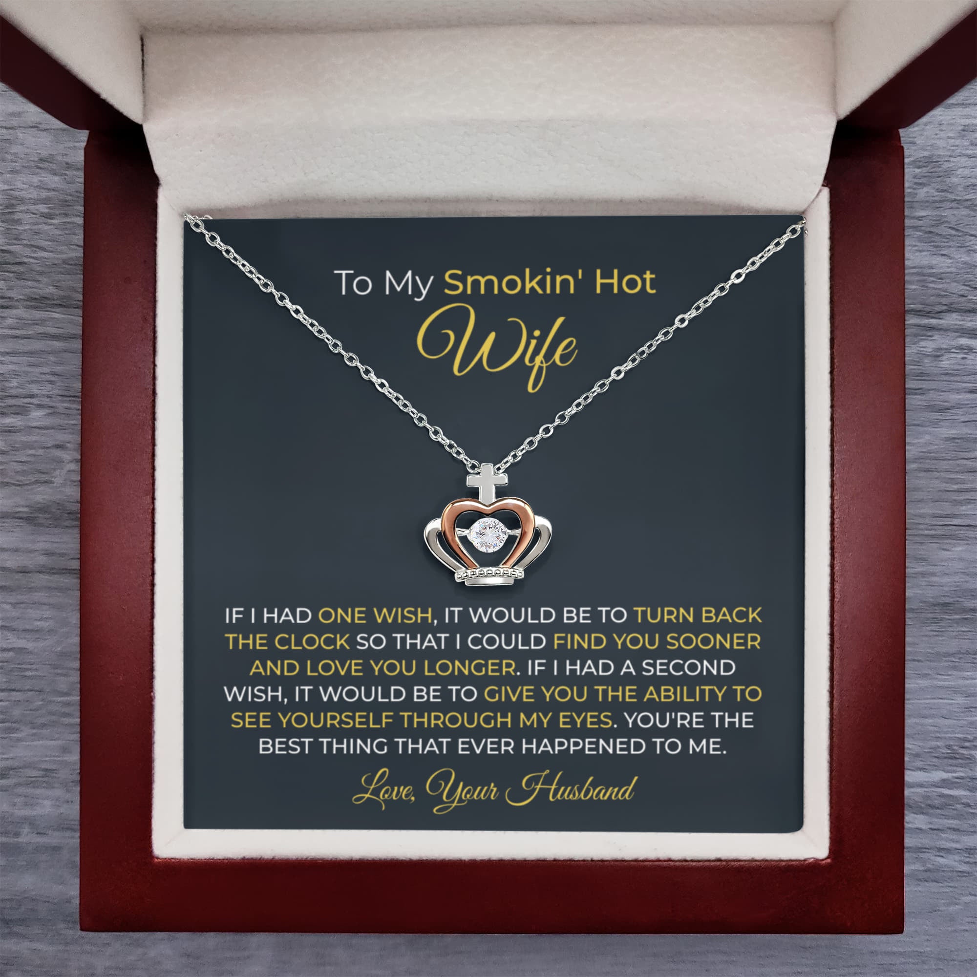 Best Gift for Wife from Husband - Emotional Love Jewelry for Birthday, Valentine’s Day, Anniversary & Christmas - Crown Pendant Necklace