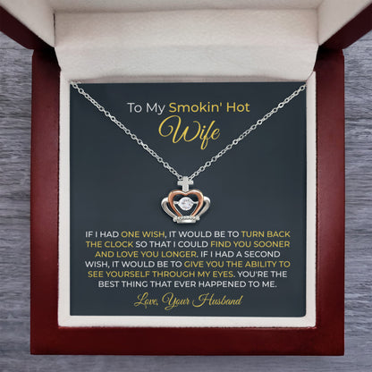 Best Gift for Wife from Husband - Emotional Love Jewelry for Birthday, Valentine’s Day, Anniversary & Christmas - Crown Pendant Necklace