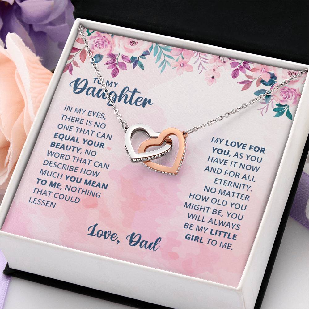 To My Daughter Necklace - Emotional Jewelry from Dad to Celebrate Love Every Day & Always - Interlocking Hearts Necklace
