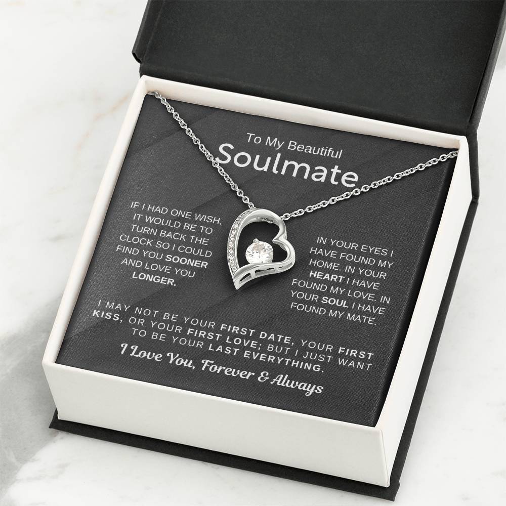To My Beautiful Soulmate Necklace - Romantic Gift for Her for Christmas & Love Celebrations - Forever Love Necklace
