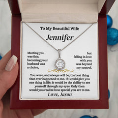 Personalized Necklace Gift for Wife, Eternal Hope Necklace, Anniversary Surprise, Romantic Love Keepsake, Elegant Gift for Her, To My Beautiful Wife