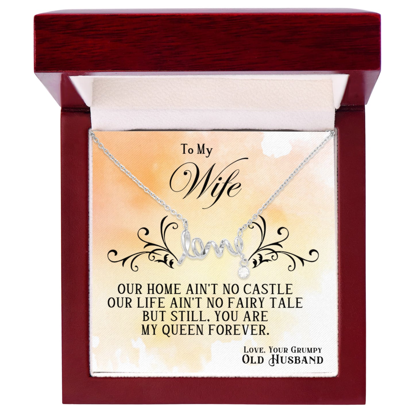 To My Beautiful Wife Necklace - Romantic Gift For Wives - Perfect For Anniversaries, Birthdays Or Special Occasions - Gifts For Her - Scripted Love Necklace