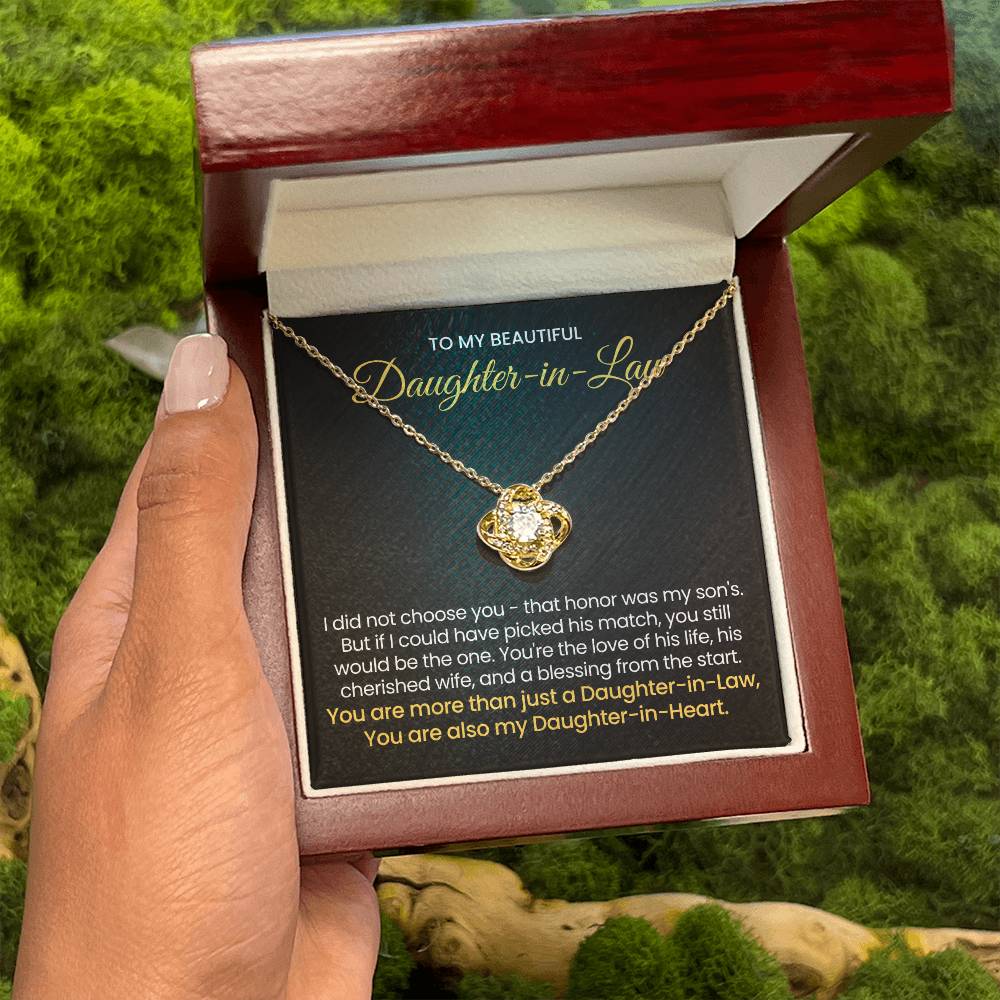 To My Daughter In Law - You are also my Daughter in heart - Love Knot Necklace